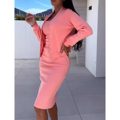 💖LAST DAY SALE 50% OFFSpaghetti Strap Bodycon Dress & Jacket Set