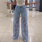 💃Summer fashion forward🌸🔥 Lace spliced jeans