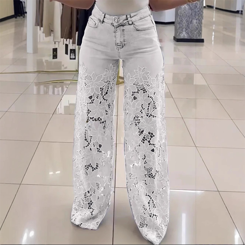 💃Summer fashion forward🌸🔥 Lace spliced jeans