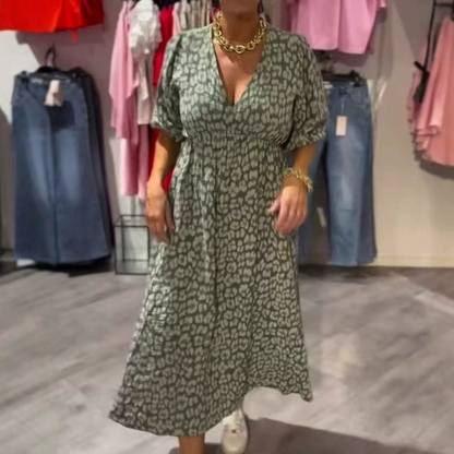 🍂Autumn Promotion 53%💕💥Women's V-Neck Printed Dress – Brushstrokes of Summer🌺