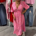 🍂Autumn Promotion 53%💕💥Women's V-Neck Printed Dress – Brushstrokes of Summer🌺