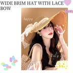 Fashionable Wide Brim Hat With Lace Bow