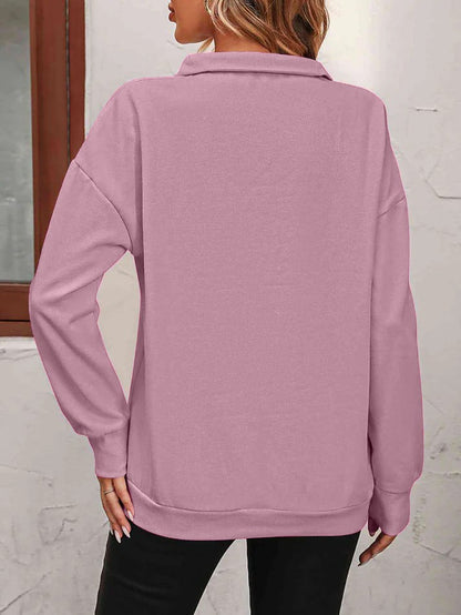 🍂Autumn Promotion 40%💕Womens Zip-Up Dropped Shoulder Sweatshirt