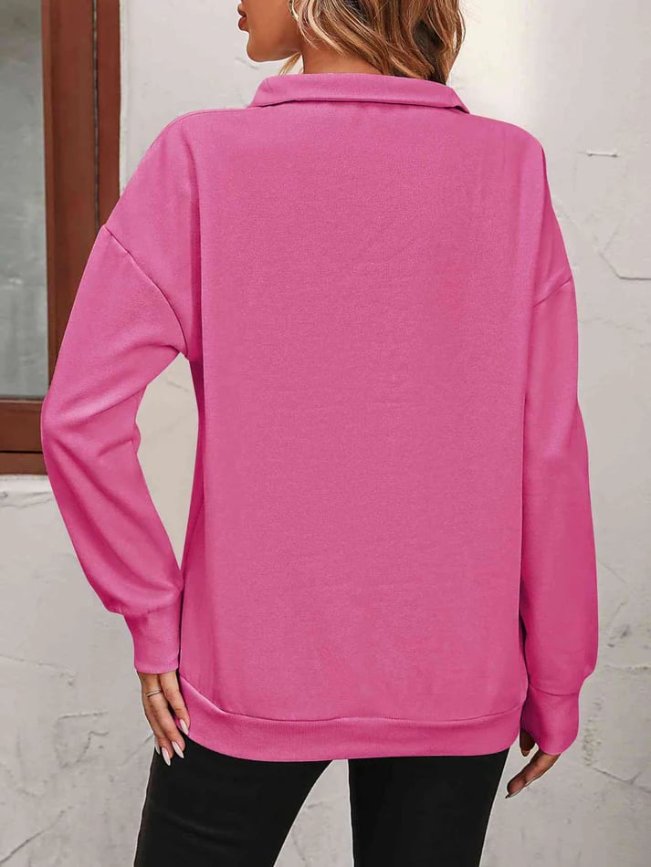 🍂Autumn Promotion 40%💕Womens Zip-Up Dropped Shoulder Sweatshirt