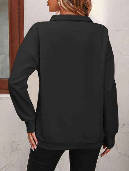 🍂Autumn Promotion 40%💕Womens Zip-Up Dropped Shoulder Sweatshirt