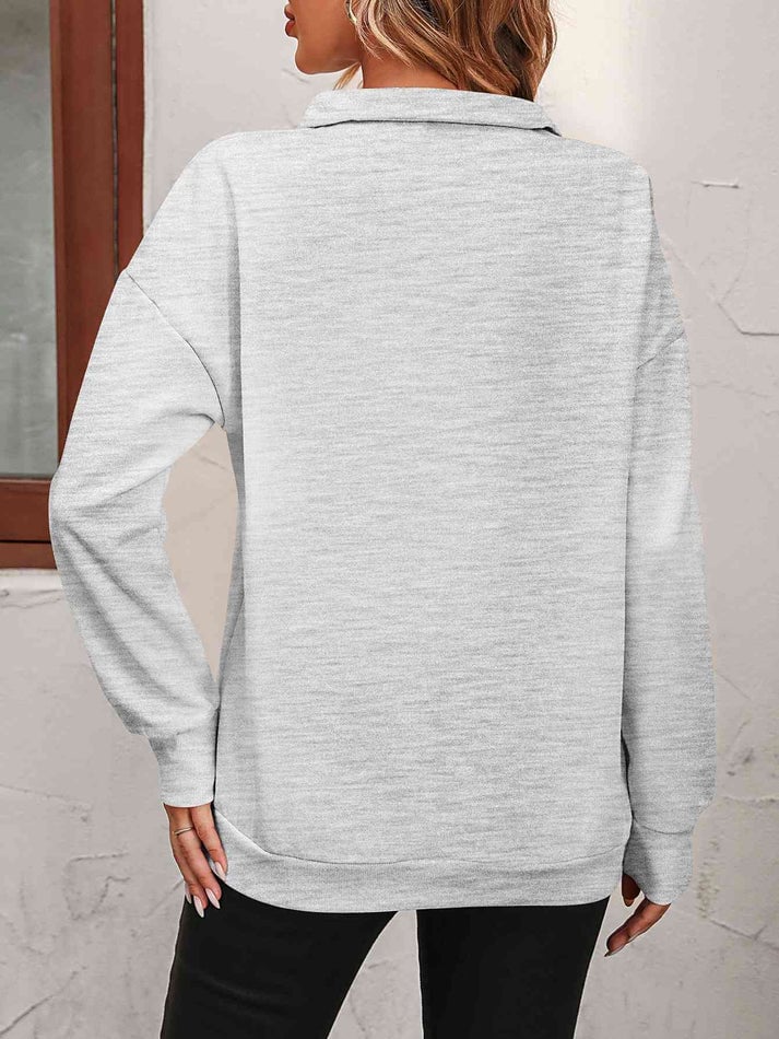 🍂Autumn Promotion 40%💕Womens Zip-Up Dropped Shoulder Sweatshirt