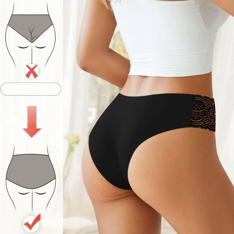 Women's Breathable Letter Print Lace Trim Briefs