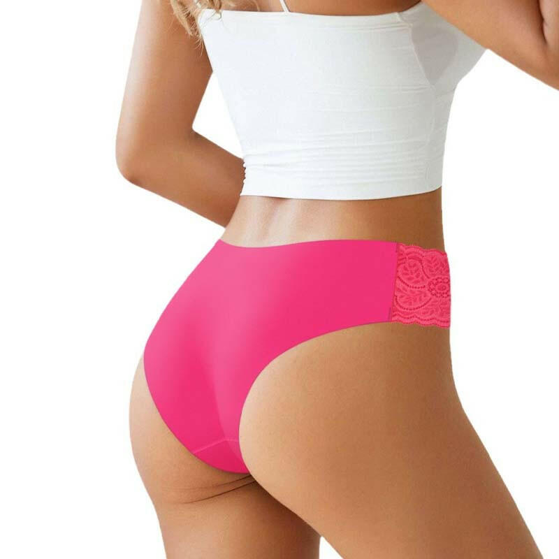 Women's Breathable Letter Print Lace Trim Briefs