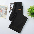 Drawstring High-Waisted Straight-Leg Pants