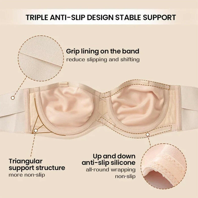 Ultra-Thin Push-up & No-Slip Strapless Bra