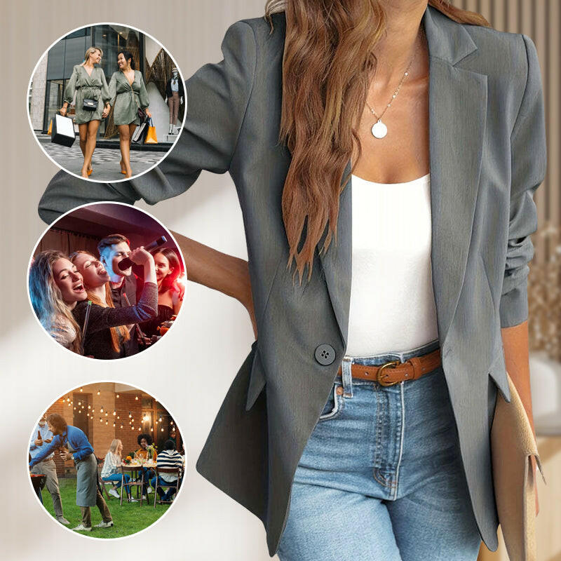 Elegant Soft Solid Color Lapel Buttons Jacket