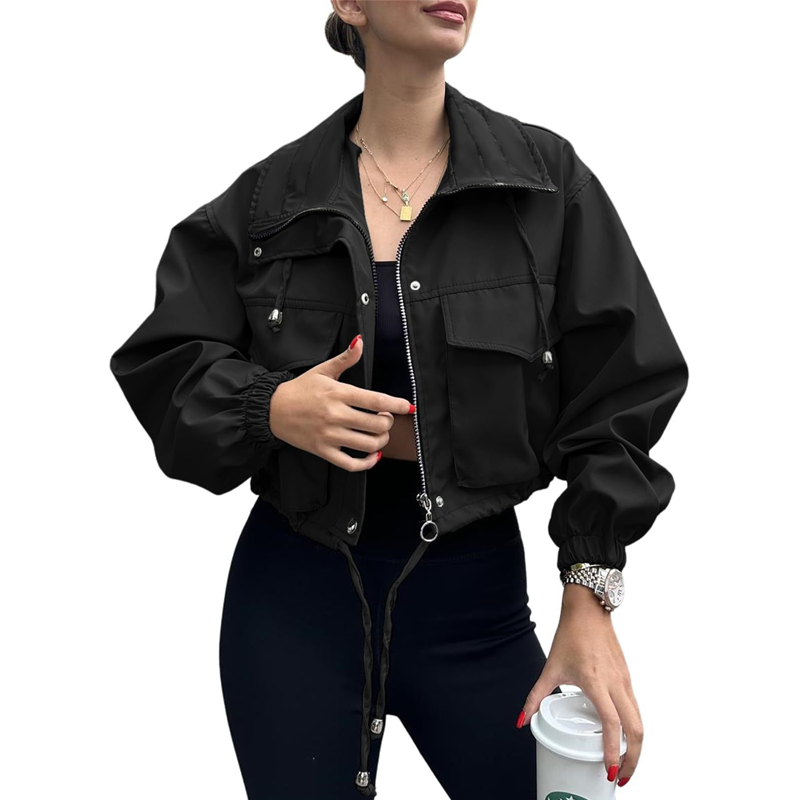 Women's Casual Lightweight Cropped Jacket