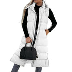 Stylish Puff Hooded Sleeveless Long Vest