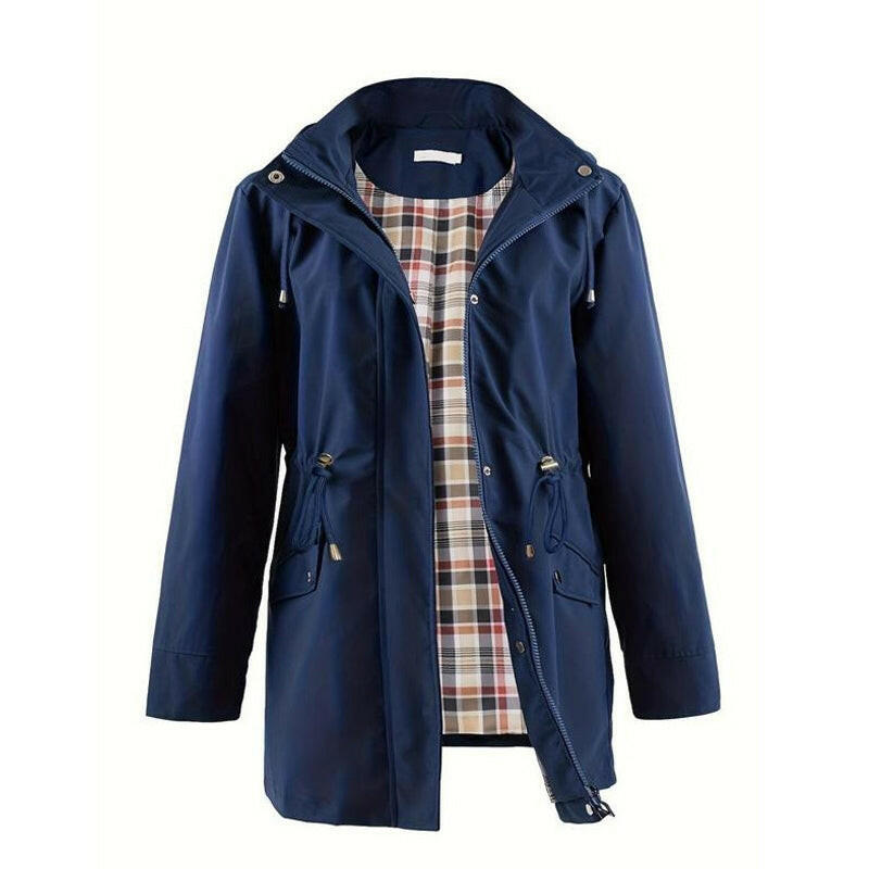 🍂Autumn Promotion 40%💕Long Hooded Drawstring Waist-Cinching Zipper Windbreaker
