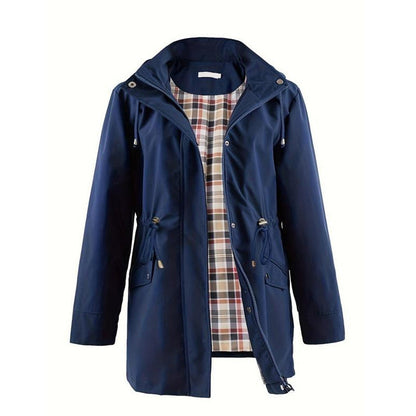 🍂Autumn Promotion 40%💕Long Hooded Drawstring Waist-Cinching Zipper Windbreaker