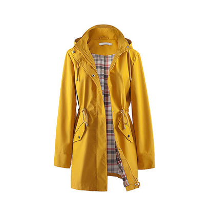 🍂Autumn Promotion 40%💕Long Hooded Drawstring Waist-Cinching Zipper Windbreaker