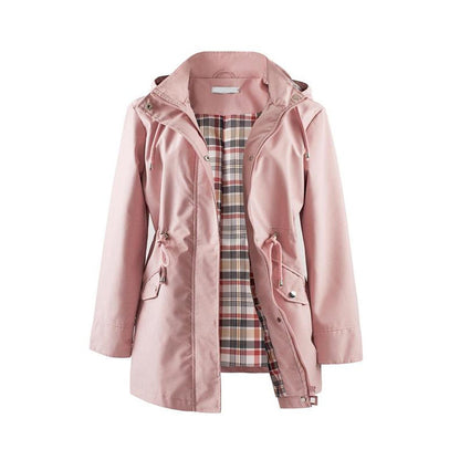 🍂Autumn Promotion 40%💕Long Hooded Drawstring Waist-Cinching Zipper Windbreaker
