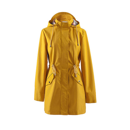 🍂Autumn Promotion 40%💕Long Hooded Drawstring Waist-Cinching Zipper Windbreaker