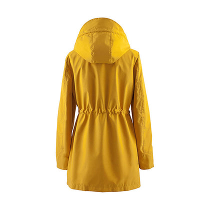🍂Autumn Promotion 40%💕Long Hooded Drawstring Waist-Cinching Zipper Windbreaker