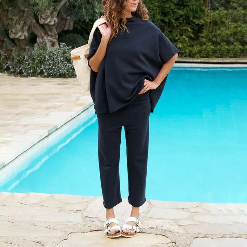 🍂Autumn Promotion 40%💕Women's 3/4 Sleeve Capelet Wide-Leg Pants Set