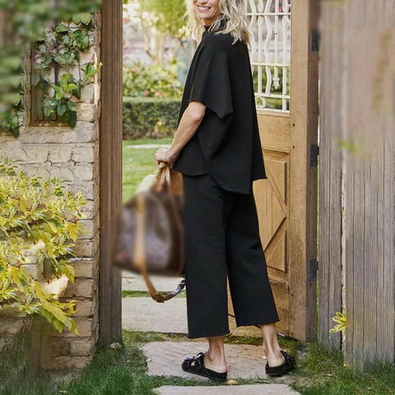 🍂Autumn Promotion 40%💕Women's 3/4 Sleeve Capelet Wide-Leg Pants Set