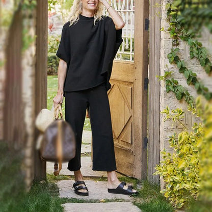 🍂Autumn Promotion 40%💕Women's 3/4 Sleeve Capelet Wide-Leg Pants Set