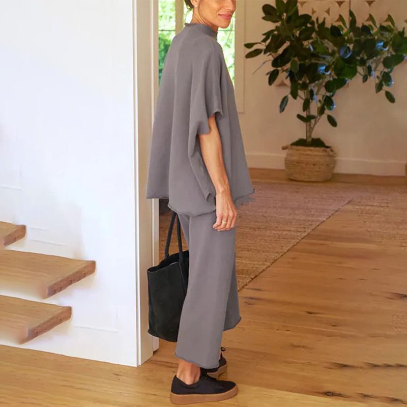 🍂Autumn Promotion 40%💕Women's 3/4 Sleeve Capelet Wide-Leg Pants Set