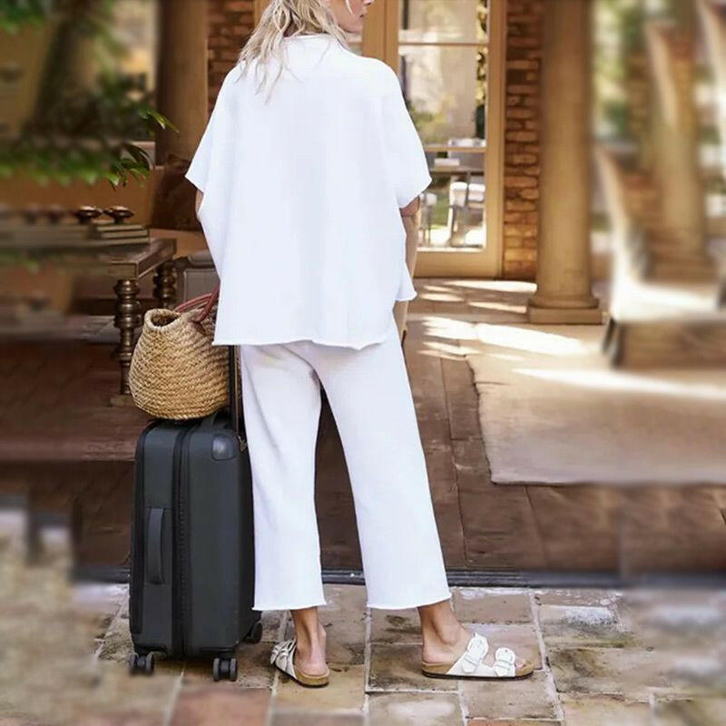 🍂Autumn Promotion 40%💕Women's 3/4 Sleeve Capelet Wide-Leg Pants Set