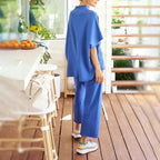 🍂Autumn Promotion 40%💕Women's 3/4 Sleeve Capelet Wide-Leg Pants Set