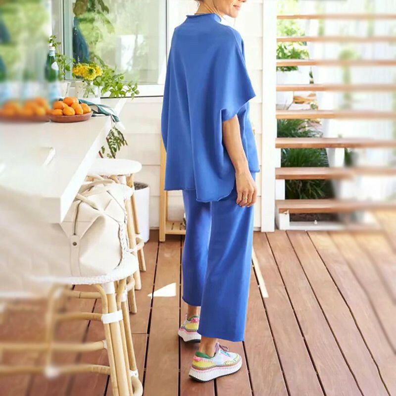 🍂Autumn Promotion 40%💕Women's 3/4 Sleeve Capelet Wide-Leg Pants Set