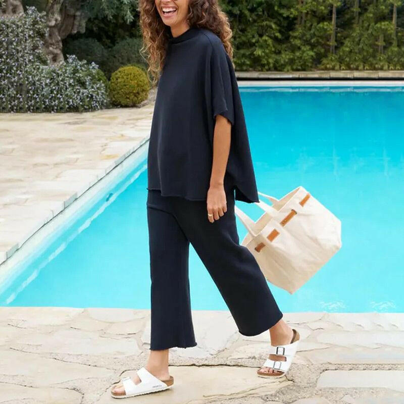 🍂Autumn Promotion 40%💕Women's 3/4 Sleeve Capelet Wide-Leg Pants Set