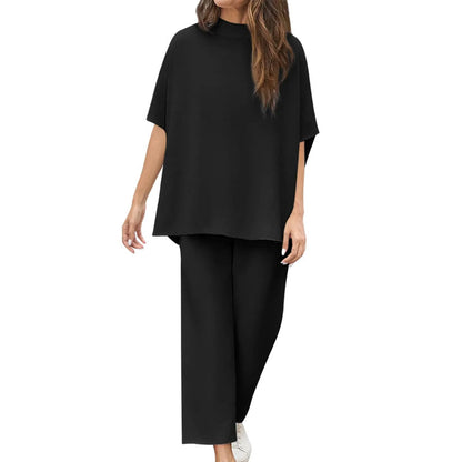 🍂Autumn Promotion 40%💕Women's 3/4 Sleeve Capelet Wide-Leg Pants Set