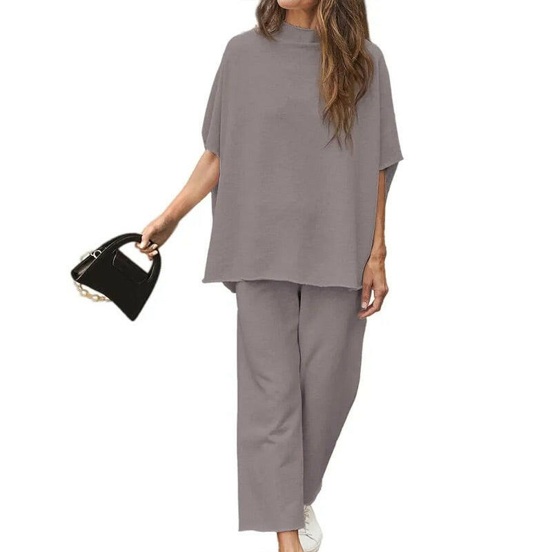 🍂Autumn Promotion 40%💕Women's 3/4 Sleeve Capelet Wide-Leg Pants Set