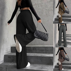 🍂Autumn Promotion 40%💕Women's Textured Ribbed Elastic Waist Drawstring Wide-Leg Pants