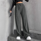 🍂Autumn Promotion 40%💕Women's Textured Ribbed Elastic Waist Drawstring Wide-Leg Pants