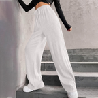 🍂Autumn Promotion 40%💕Women's Textured Ribbed Elastic Waist Drawstring Wide-Leg Pants