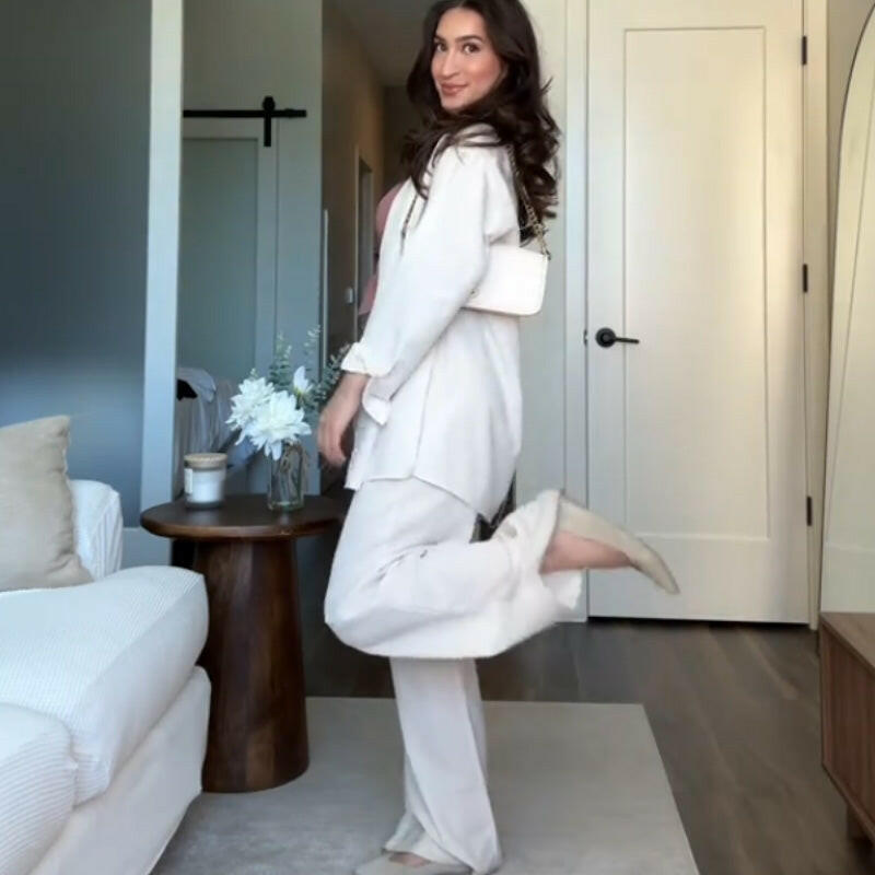 🍂Autumn Promotion 50%💕Solid Color Relaxed Shirt & Wide-Leg Pants Set