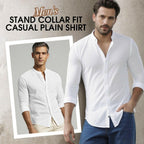 🔥Hot Sale/Soon Out of Stock‼️Men's Stand Collar Fit Casual Plain Shirt