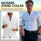 🔥Hot Sale/Soon Out of Stock‼️Men's Stand Collar Fit Casual Plain Shirt
