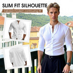 🔥Hot Sale/Soon Out of Stock‼️Men's Stand Collar Fit Casual Plain Shirt