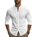 🔥Hot Sale/Soon Out of Stock‼️Men's Stand Collar Fit Casual Plain Shirt