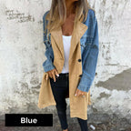 🍂Autumn Promotion 50%💕Mid-Length Trench Coat with Denim Jean Stitching