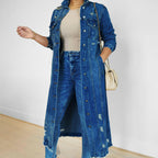 🍂Autumn Promotion 50%💕Women's Ripped Holes Long Denim Jacket