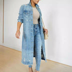 🍂Autumn Promotion 50%💕Women's Ripped Holes Long Denim Jacket