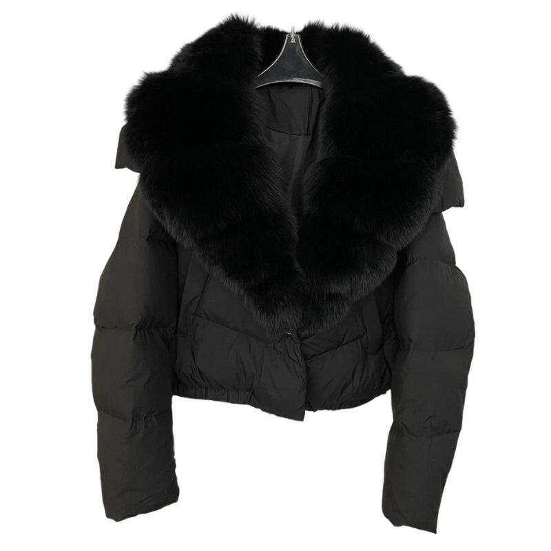 Women's Short-Length Fashionable Warm Fur-Collared Jacket（Icelandic white duck down）