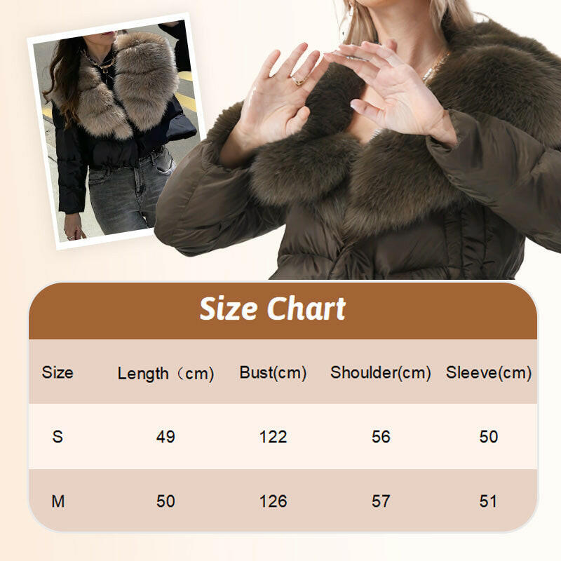 Women's Short-Length Fashionable Warm Fur-Collared Jacket（Icelandic white duck down）