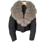Women's Short-Length Fashionable Warm Fur-Collared Jacket（Icelandic white duck down）