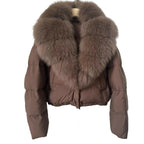 Women's Short-Length Fashionable Warm Fur-Collared Jacket（Icelandic white duck down）