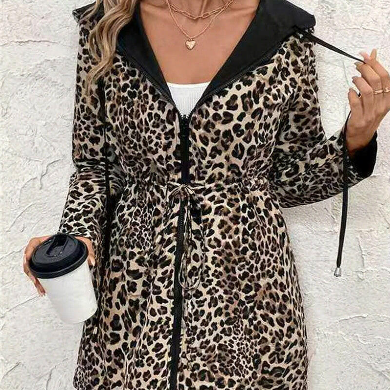 Hooded Reversible Leopard Print Coat