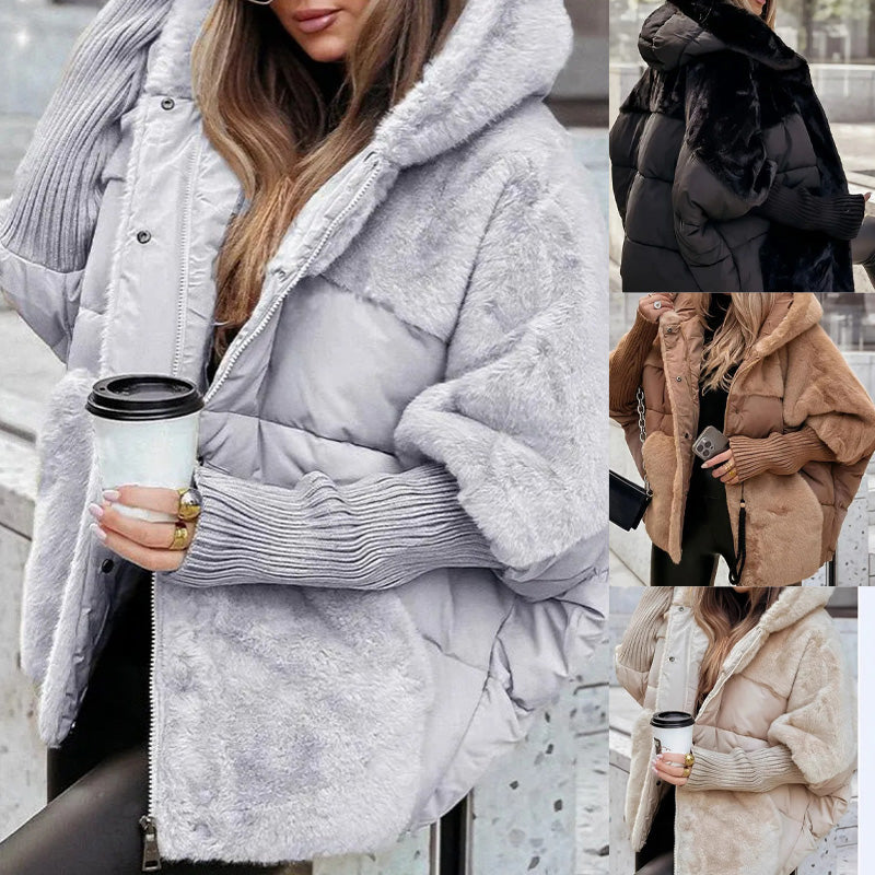 🔥Winter Pre-warming - Huge Discounts🔥Luxury Women's Oversized Knitted Puffer Coat – Winter Must-Have with Patchwork Design & Maximum Warmth!